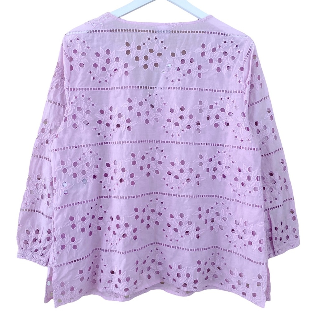 Chico’s NWT Lavender Blush Floral Embroidered Eyelet Blouse Size 2 (US 12/14) - Picture 7 of 8
